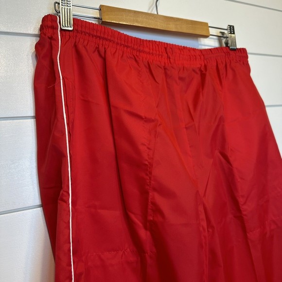 Vintage Windbreaker Windsuit SMALL Nylon 1/4 Zip Hoodie Pants Red White Stripe - Picture 9 of 13